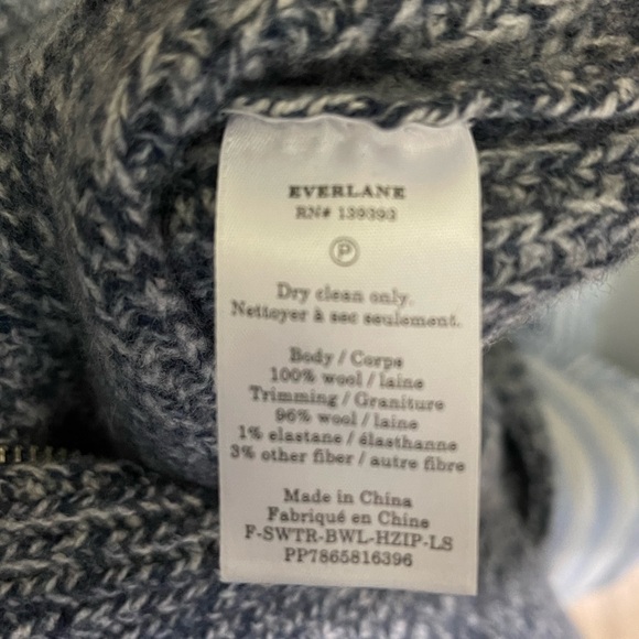 Everlane 100% Wool Felted Merino Half-Zip Sweater Blue Gray - Picture 8 of 8